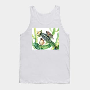 Arizona State BIrd and Flowers, Cactus Wren and Seguaro Tank Top